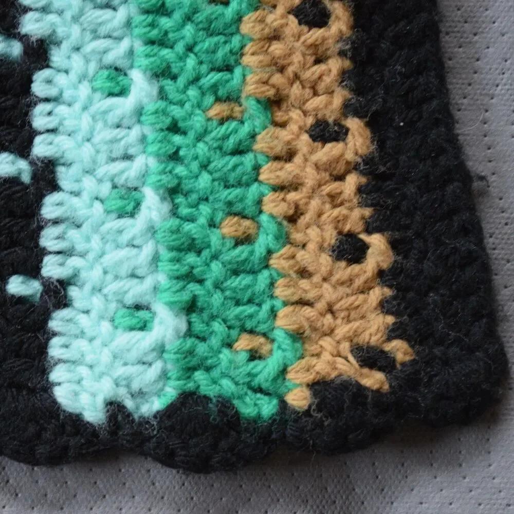 Double Crochet Stitch Afgan Lapghan Throw Blanket Rainbow Multicolor 70s 80s 90s